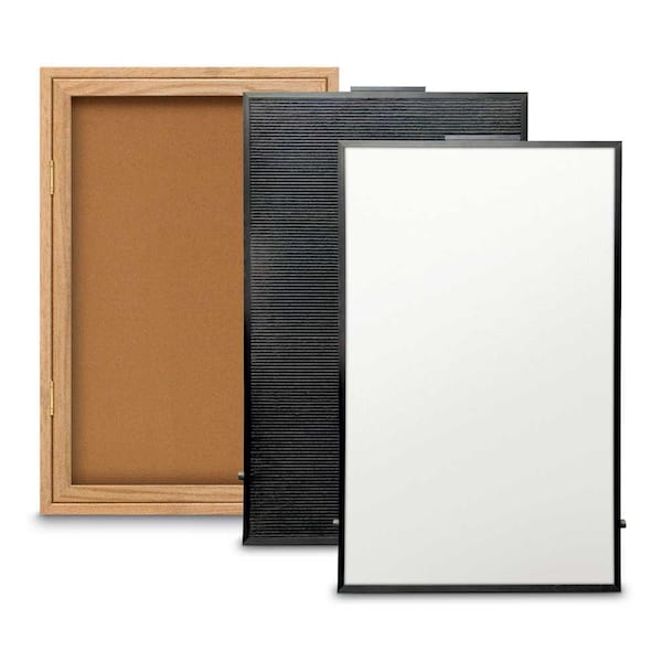 United Visual Products Corkboard, Single Door, Radius Frame, 36x36", Satin/Amethyst UV7002-SATIN-AMETHY